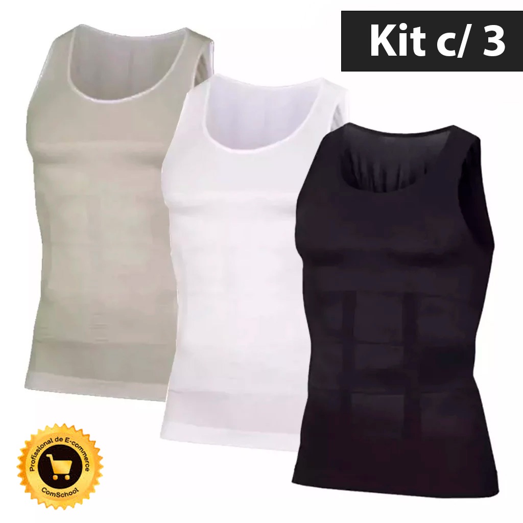 Kit com 3 Cintas Modeladoras Masculinas Bodyshaper Corretor Postural Slim Finess Shape