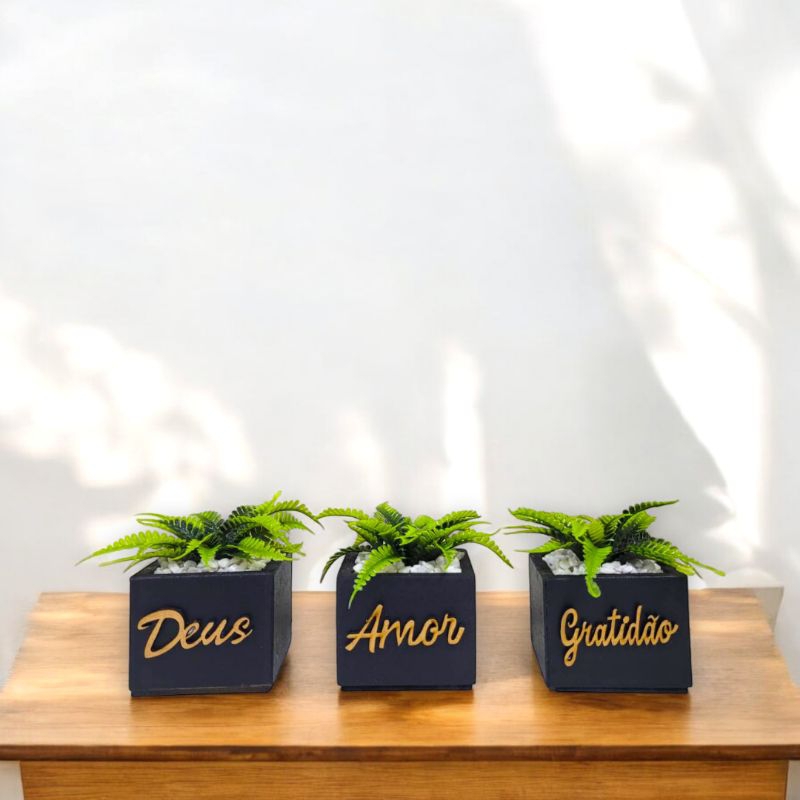 kit 03 vasinhos decorativos com plantinhas artificiais "decoração de casa"