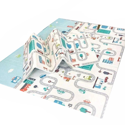 Tapete Infantil Interativo Dobravel Dupla Face Carrinhos Dinossauros - Shiny Toys