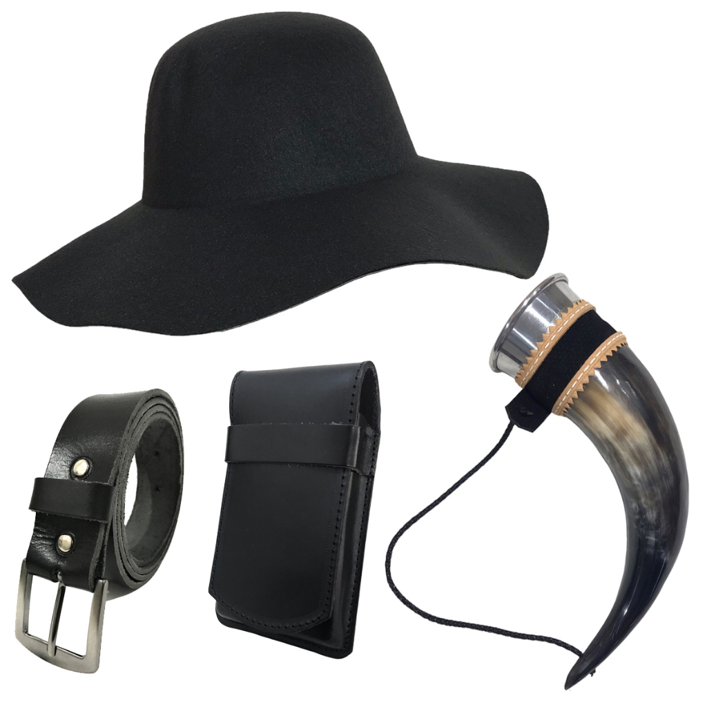 Conjunto Chapéu Casca De Ovo Sertanejo Com Copo De Chifre Cinto E Capinha Oferta