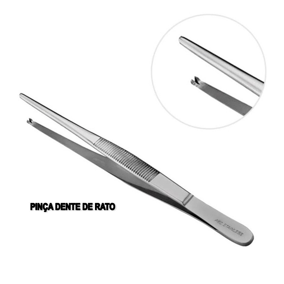 Pinça Dissecação Dente de Rato Aço Inoxidável Vários Tamanhos em Oferta na Shopee