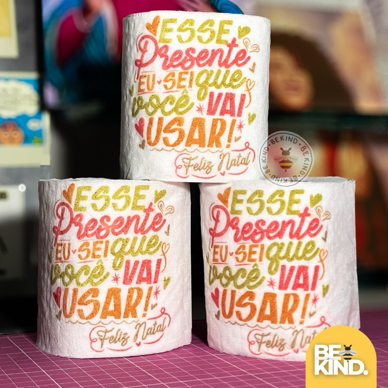 Papel Higiênico Personalizado 2 unidades Presente Engraçado (Estampa Somente Na Frente) | be kind.