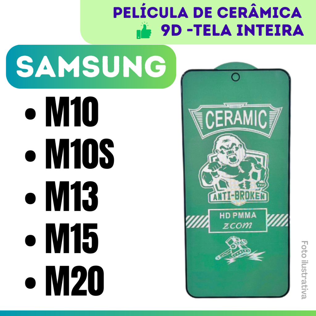 Película Cerâmica 9D Hidrogel Flexível Para Samsung M10 / M10S / M12 / M13 / M15 / M20 / Protetor de Tela Inteira 9D. em Oferta na Shopee