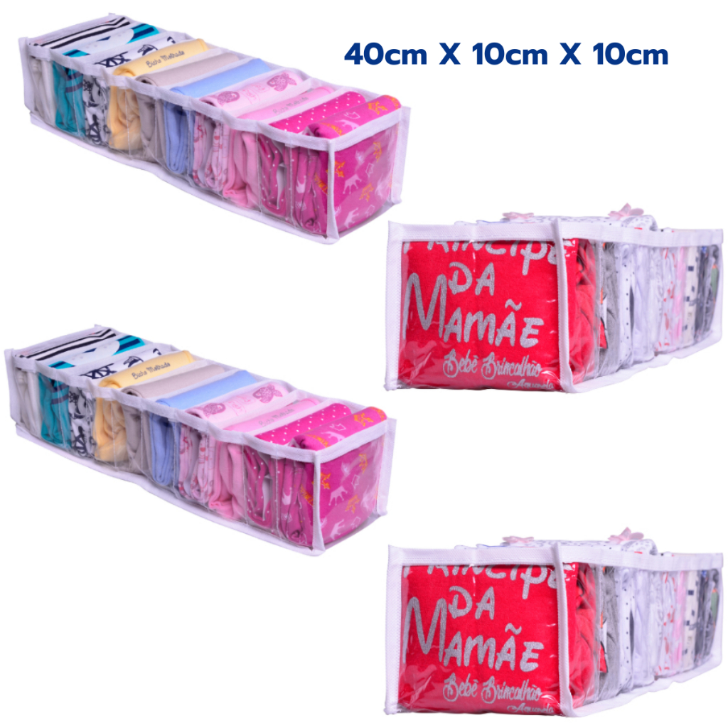 Kit 4 Organizadores de Gaveta 40x10x10 Colmeia 10 Divisórias de Gaveta para Calcinha Cueca Meia Body
