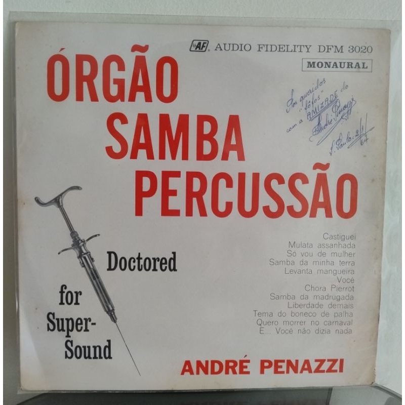 LP Andre Penazzi - Órgão Samba Percussão - vinil 1963 autografado com envelope interno original