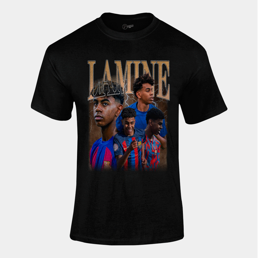 Camiseta Algodão Unissex - Lamine Yamal Barça Barcelona - Graphic Tee Tshirt Casual Versátil Alta Qualidade