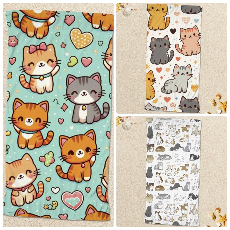 Toalha de Banho, Piscina ou Praia Estampada - Pet Lover - Gatos Fofos - Gatinhos Fofinhos em Oferta na Shopee