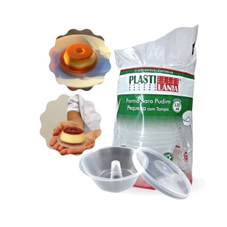 Forma Mini Pudim Com Tampa 120ml 50UN Forneável Plastilânia em Oferta na Shopee