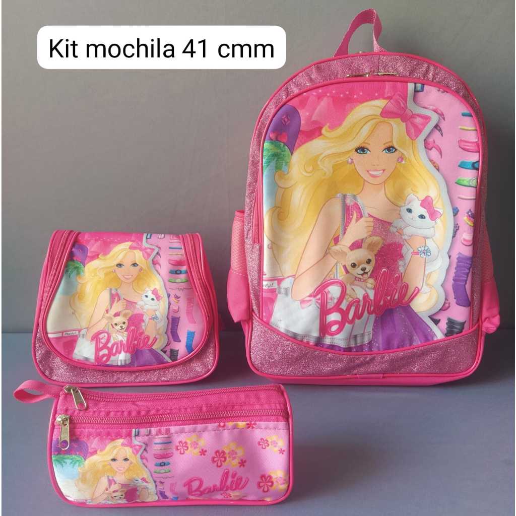KIT MOCHILA GRANDE 3 PEÇAS SEM CARRINHO BARBIE