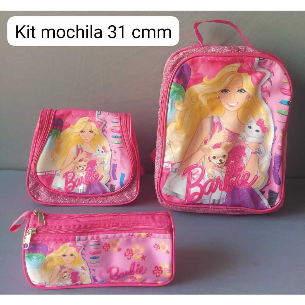 KIT MOCHILA PEQUENA 3 PEÇAS SEM CARRINHO BARBIE
