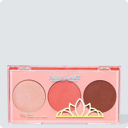 Paleta Trio Iluminador Blush e Contorno Miss Lary em Oferta na Shopee