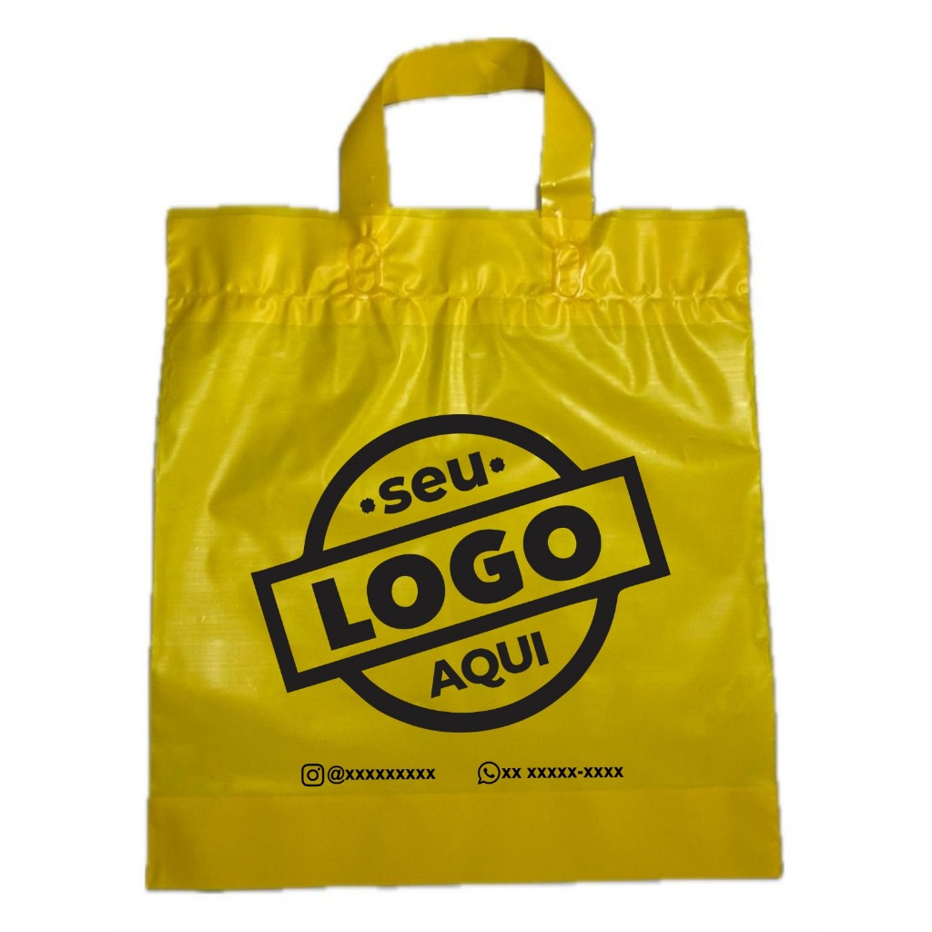 Sacola Alça Fita 30x45 personalizada com O SEU LOGO 100/250 unidades em Oferta na Shopee