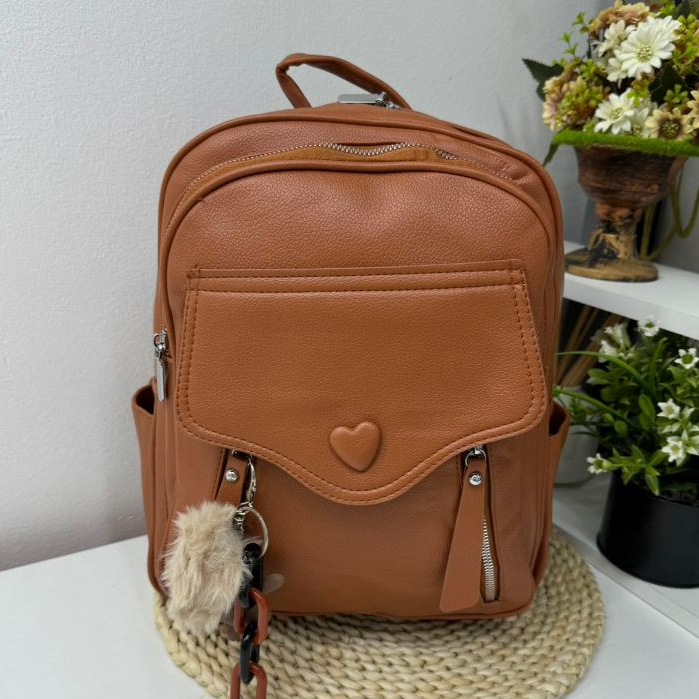 Mochila Feminina Média De Costas Em Couro Sintético “canguru”