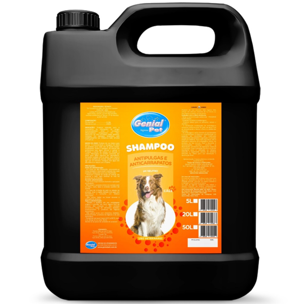 Shampoo Antiparasitário Pet Veterinária Genial Antipulgas e Carrapatos para Cães 5L Banho e Tosa em Oferta na Shopee