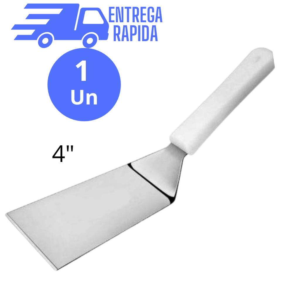 Espátula Chapeiro Profissional de Inox  Curva  4 polegadas - Cozinha Burger Churrasco