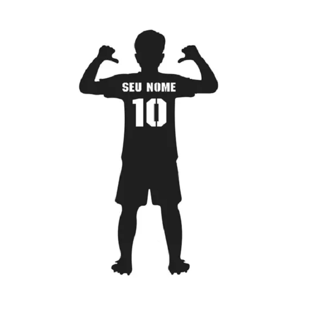 Aplique jogador de futebol personalizada escolha o nome e Número em MDF fita dupla face Camisa m02