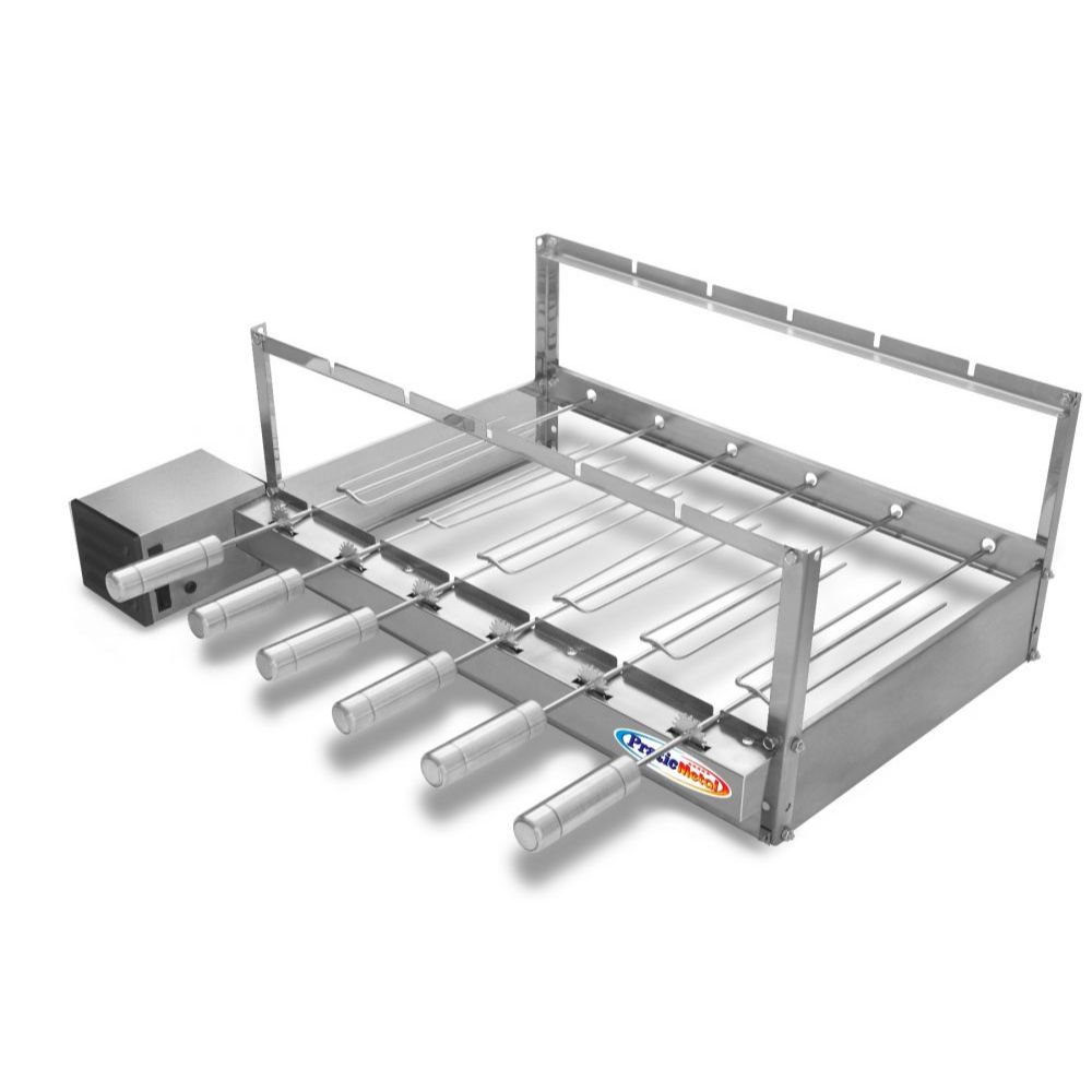 Churrasqueira Gira Grill 6 Espetos Inox Giratório Motor Weg Bivolt