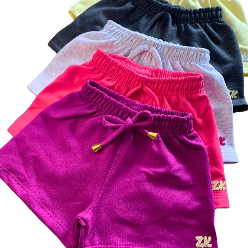 Short Infantil Menina Kit Sortido Com 2 Shorts Feminino Infantil Moletom 100% Algodão