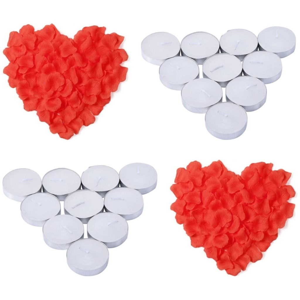 Kit Decoração Romântica - 200 Pétalas + 10 Velas Rechaud