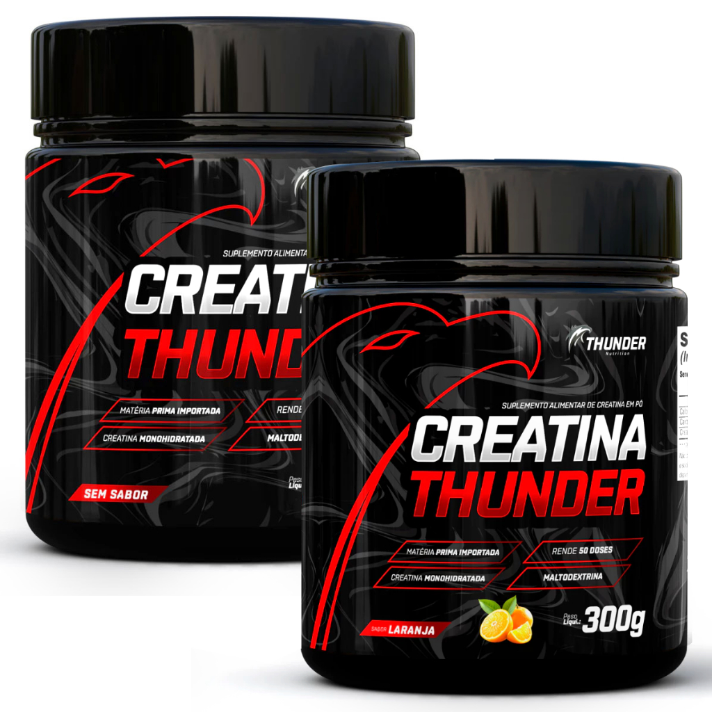 2x Creatina Monohidratada Pote 500g e 300g Thunder - Creatina Barata