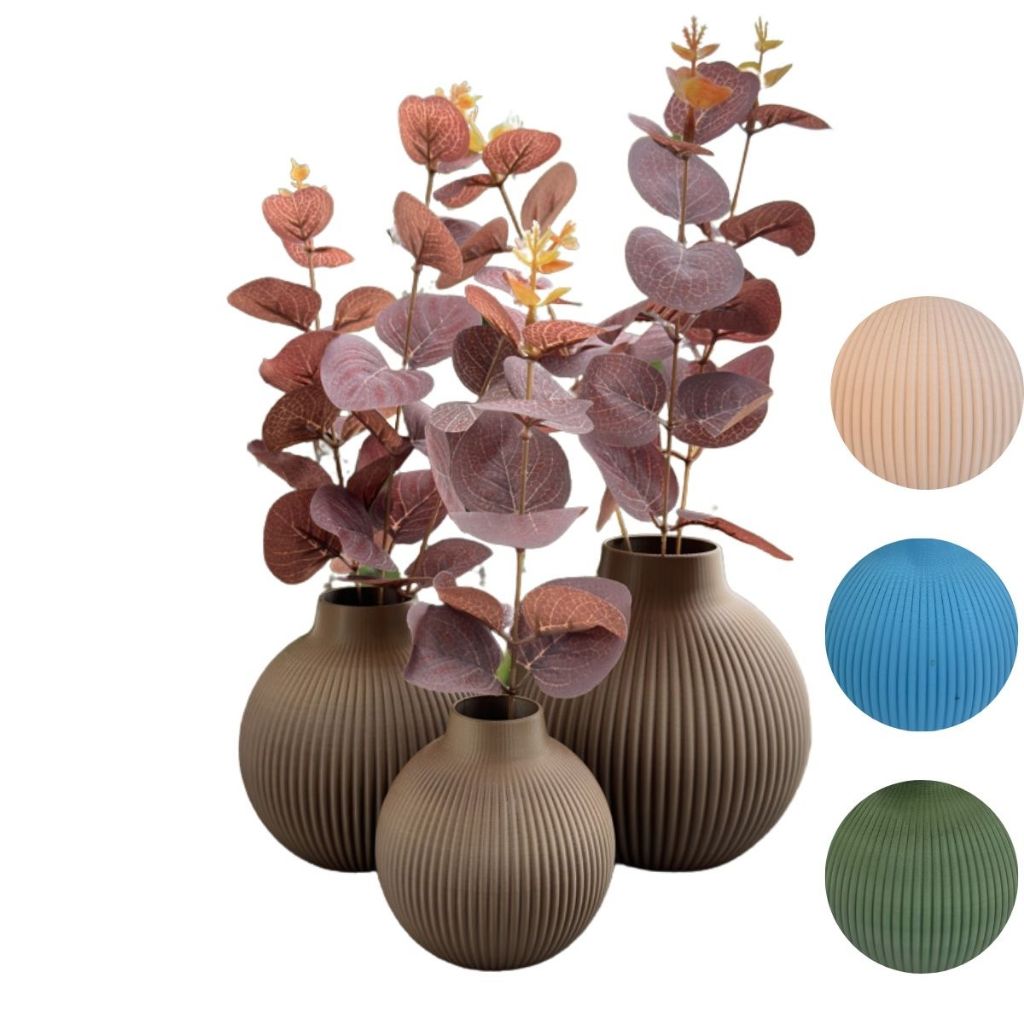 Trio De Vasos Decorativos Com Flores Artificiais Toque Real em Oferta na Shopee