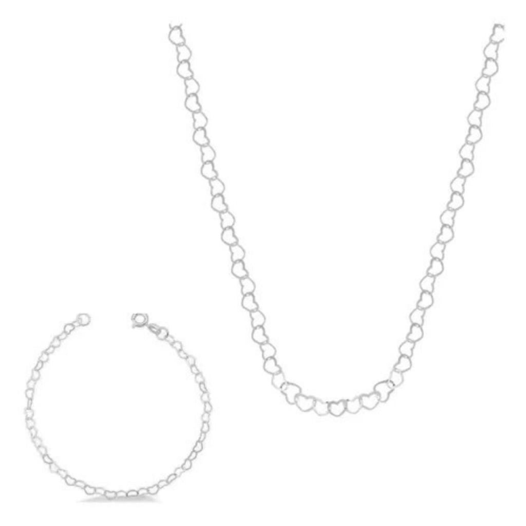 Kit Colar Choker Elo Coração + Pulseira Prata 925 Legítima em Oferta na Shopee