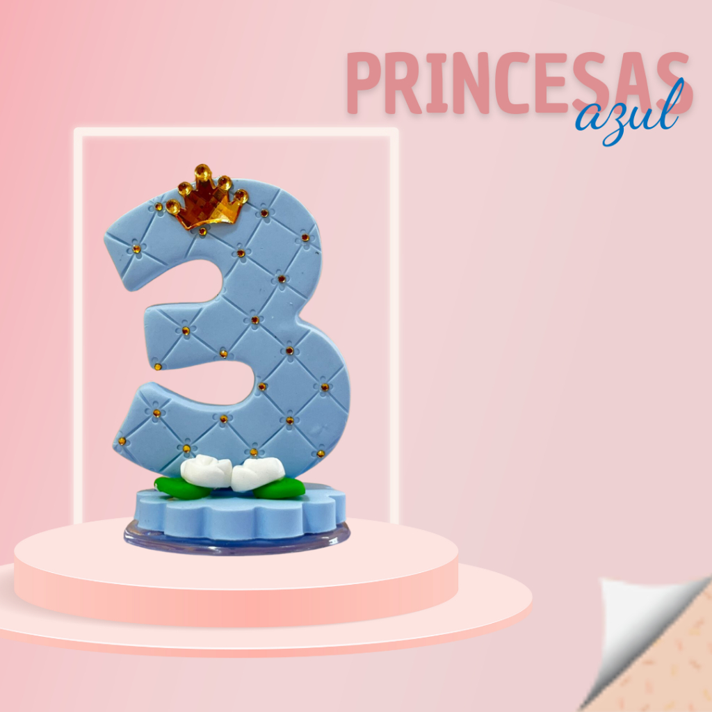 Vela em Biscuit Princesas AZUL em Oferta na Shopee