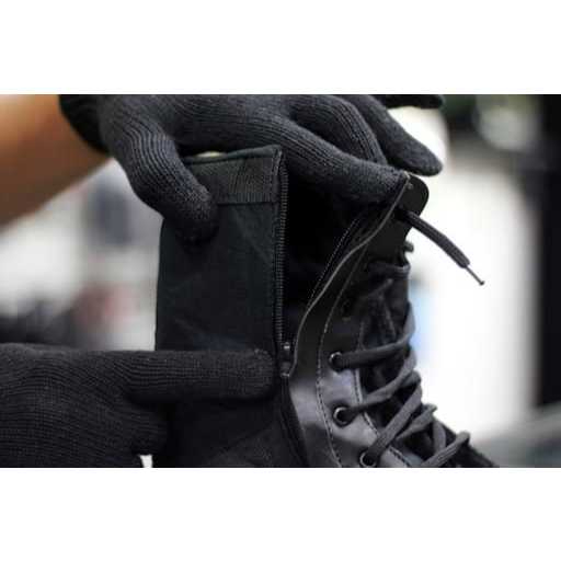 Coturno Bota De Couro Legitimo Reforçado Costurado Com Zíper Ajustável