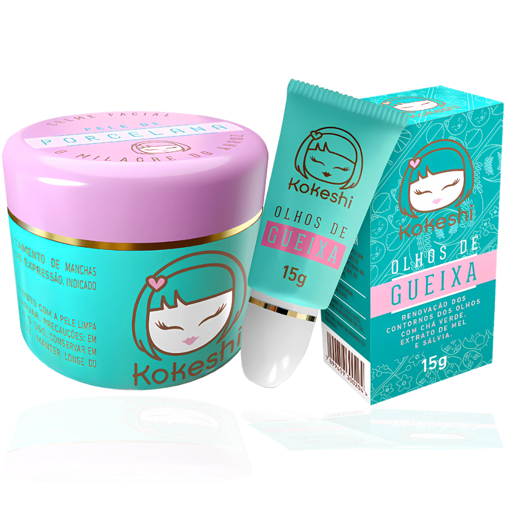 Kit Creme Hidratante Facial Kokeshi Pele de Porcelana + Olhos de Gueixa