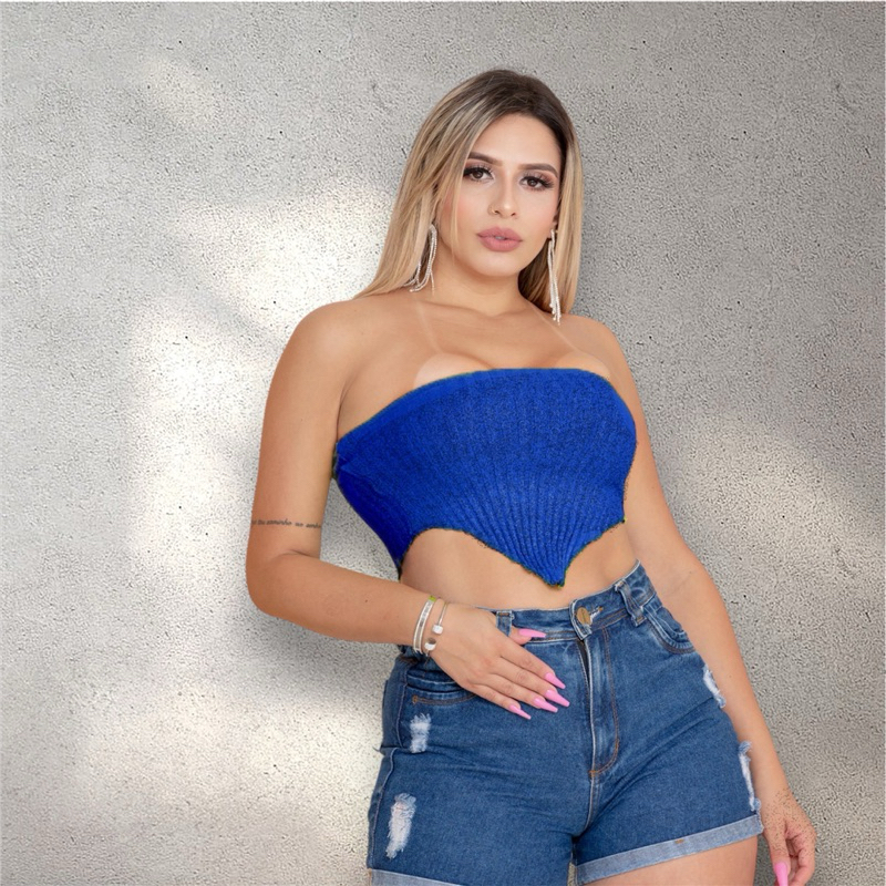 Top Cropped em V varias cores Verão Confortavel
