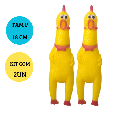 Galinha Frango Cachorro Cães Mordedor Kit c/ 2 Cachorro Pet Faz Barulho 18cm Pet