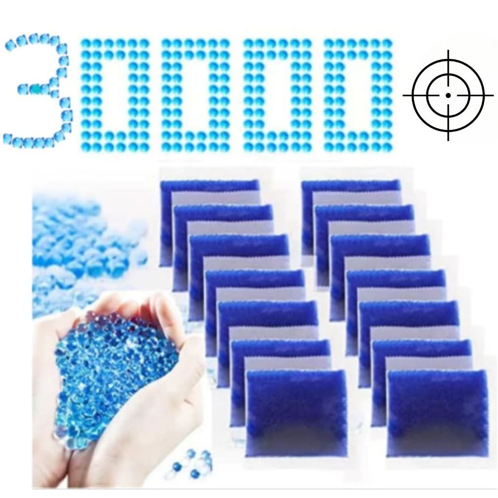 Kit 5 10 20 Mil Bolinhas Gel Hidrogel Azul 7-8mm Bolas Orbeez Cristal BBs Brinquedo