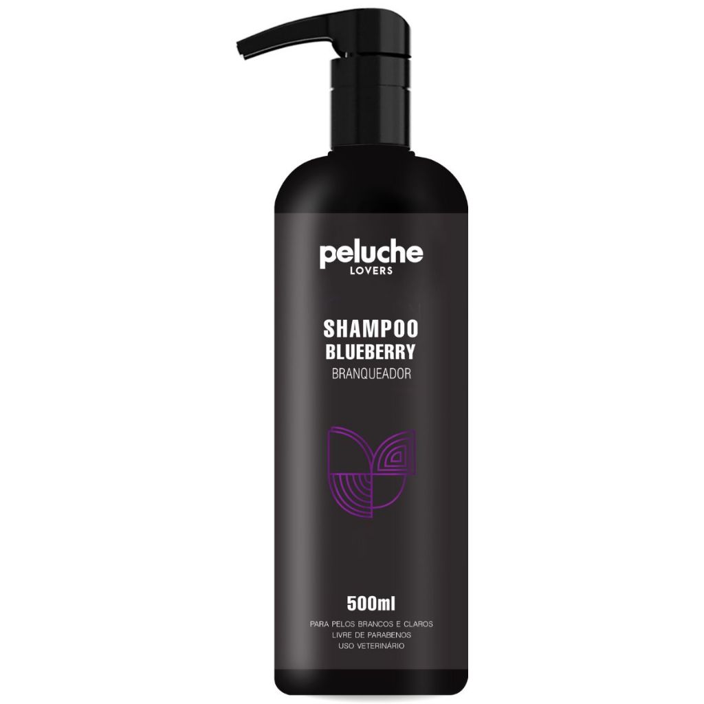Shampoo Branqueador Blueberry Peluche 500ml Para Cães e Gatos Pelos Claros pH Neutro