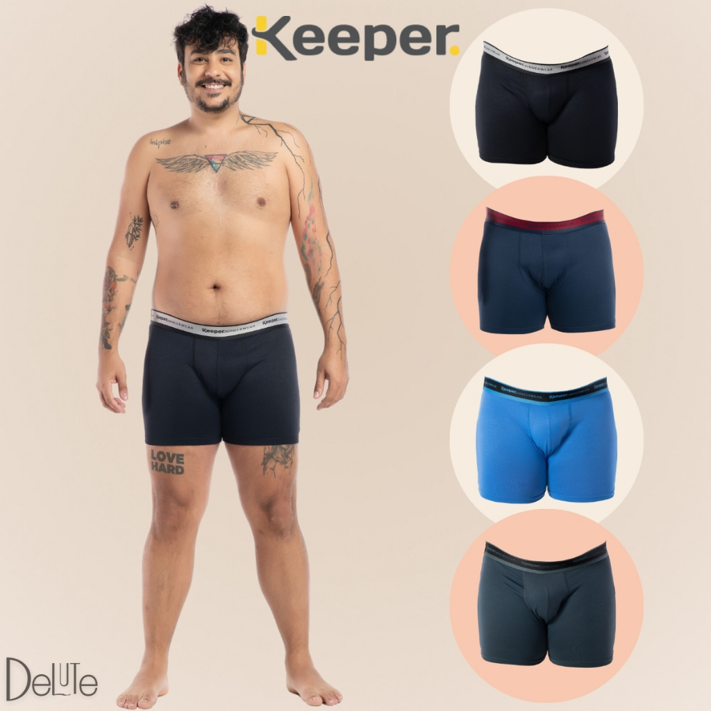Cueca Boxer Plus Size Keeper Modelo Sem Costura Adulto Lisa Anti Assaduras Resistente Microfibra - Men Clothes