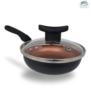 Frigideira Ovo 12 cm com Tampa de Vidro Premium Revestimento 5 Camadas de Antiaderente Cor Preto e Cobre em Oferta na Shopee