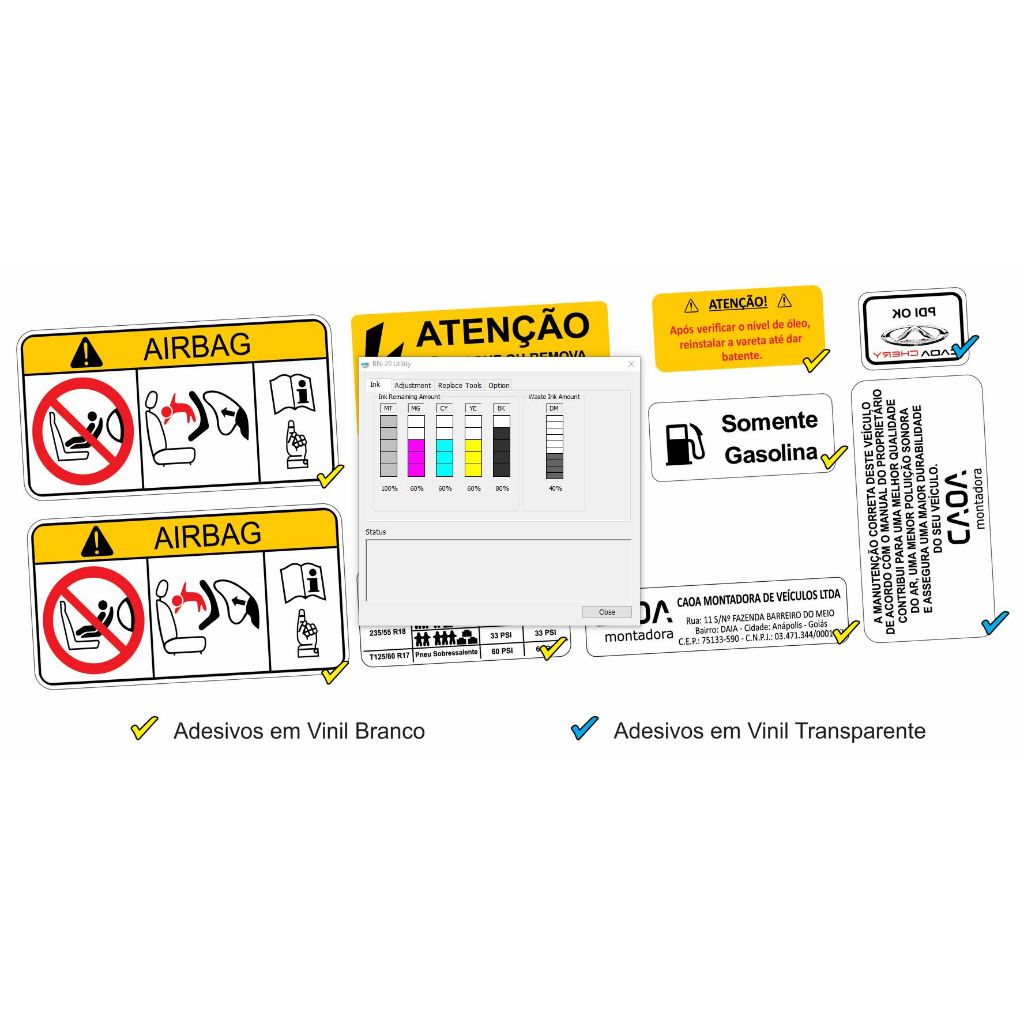 Adesivos Advertência Cofre Motor Caoa Chery Tiggo 8 2020 A 2023