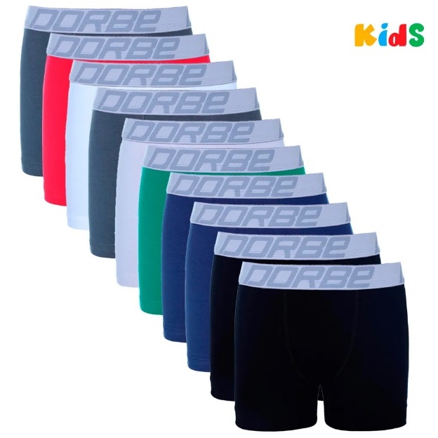 Kit 10 Cuecas Boxer Infantil Microfibra Dorbe Não Enrola Original Cueca Box Menino Criança Juvenil