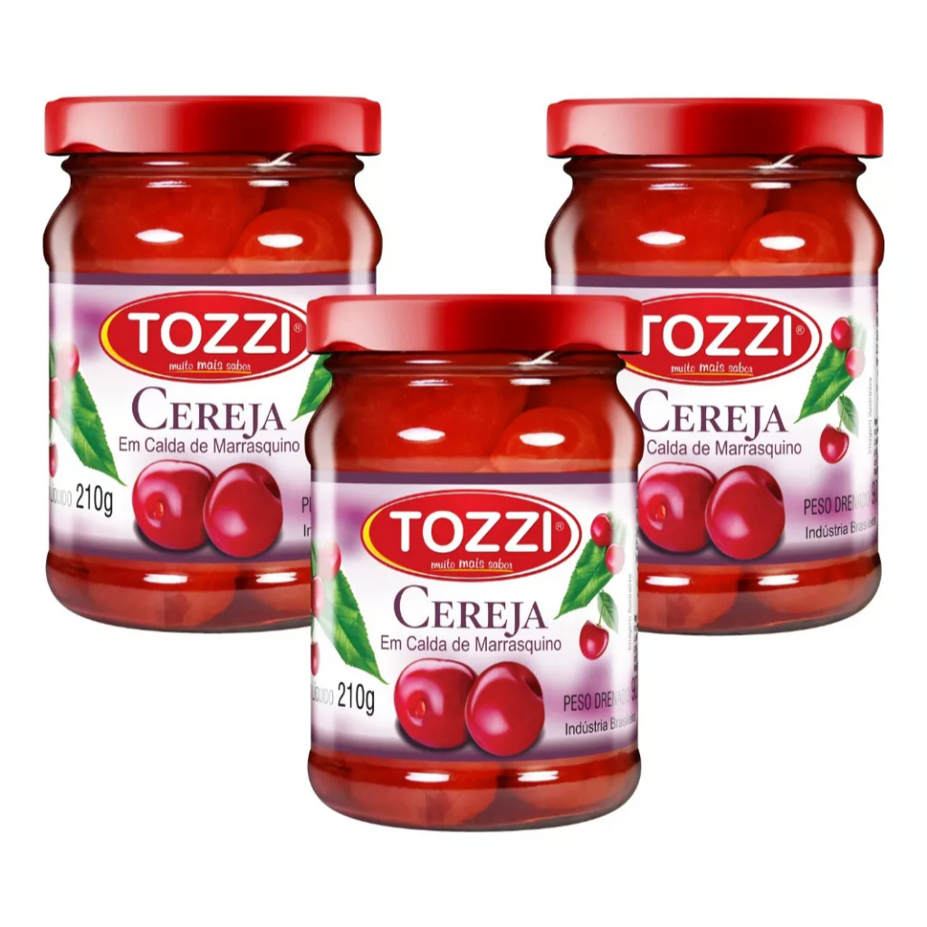 Kit 3 Cereja Em Calda Marrasquino Tozzi 210g