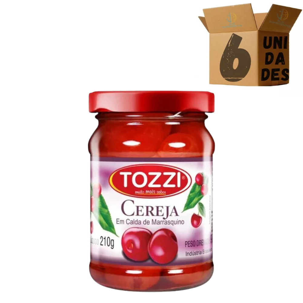 Kit 6 Cereja Em Calda Marrasquino Tozzi 210g