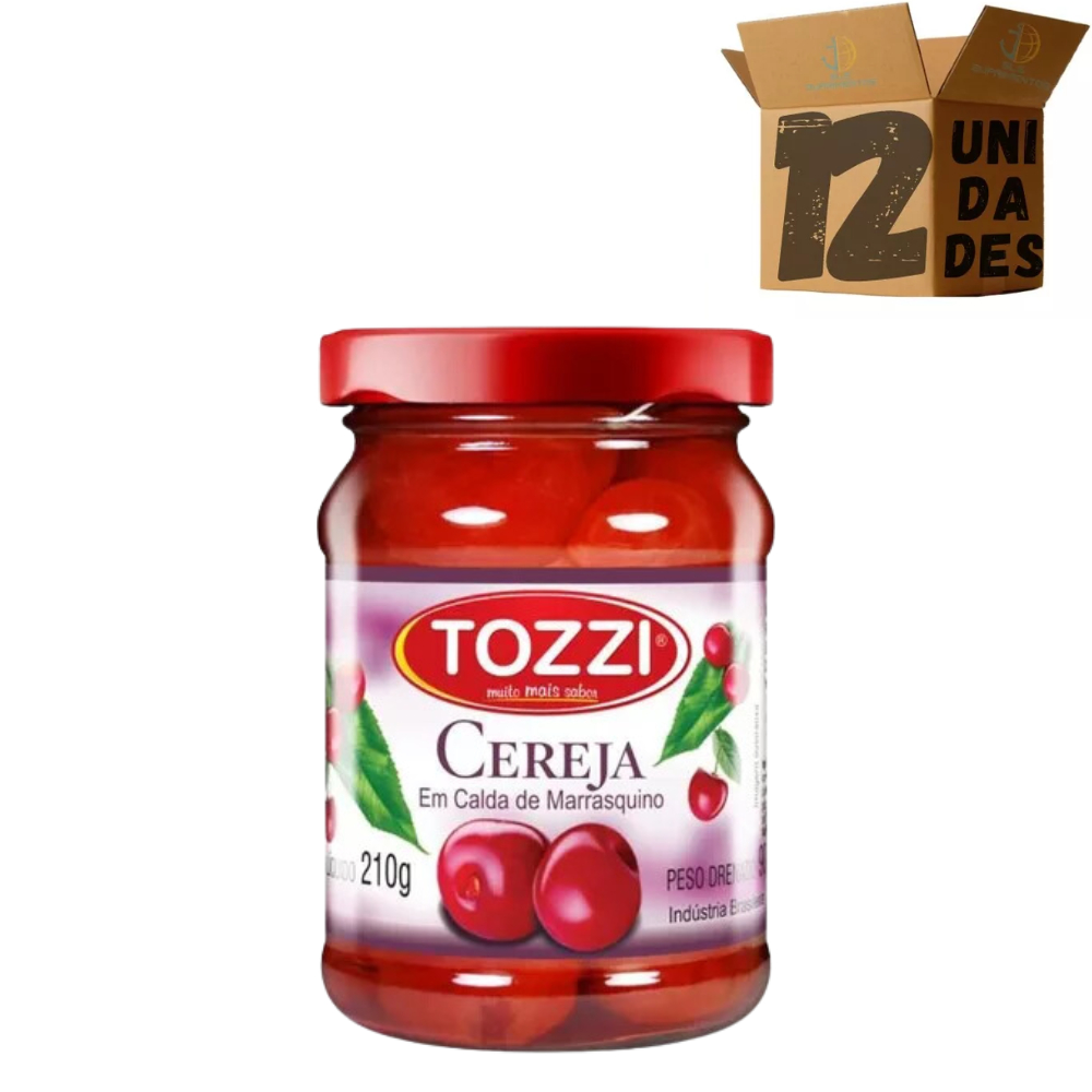 Kit 12 Cereja Em Calda Marrasquino Tozzi 210g