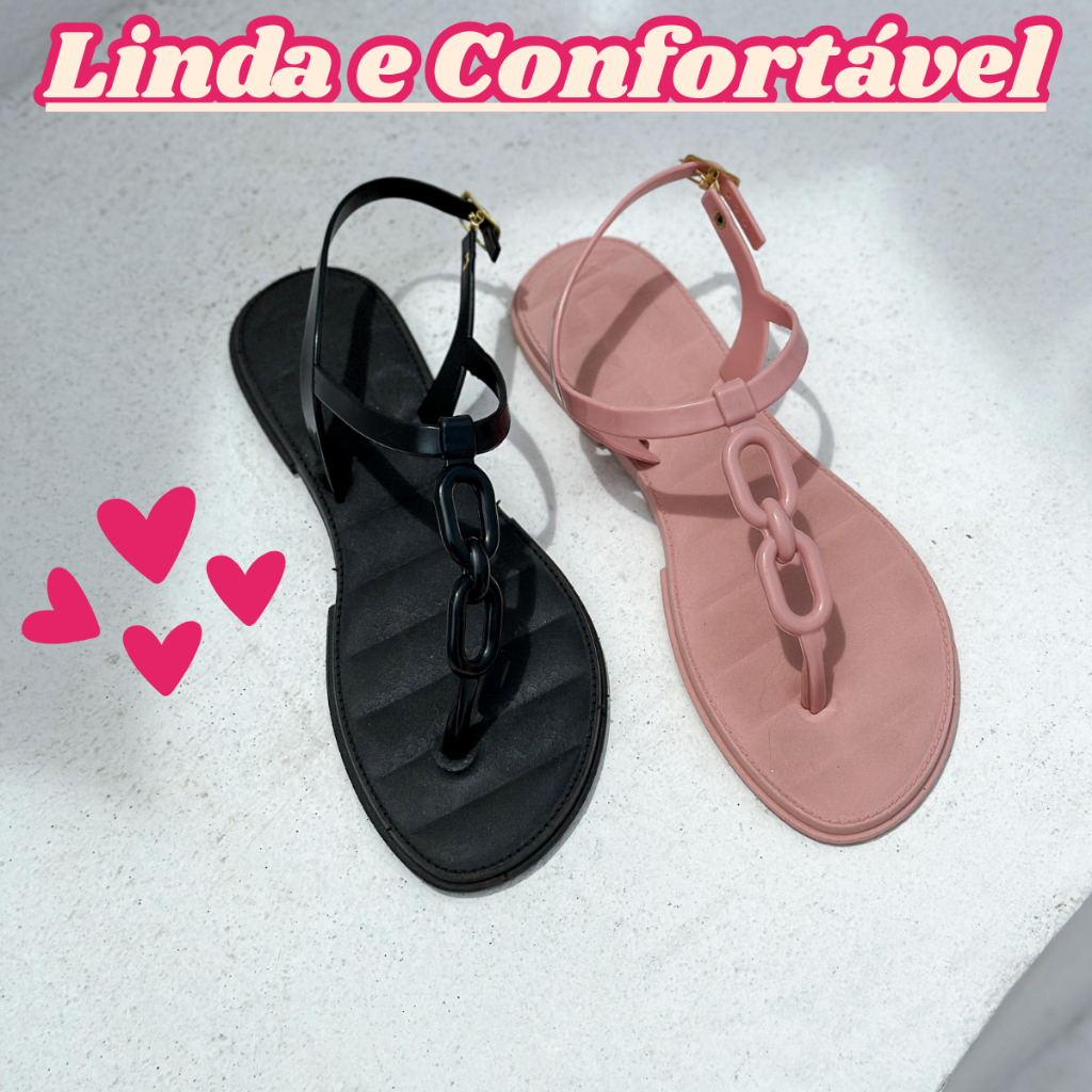 Rasteira Feminina Corrente Confortável e Estilosa para Lazerv