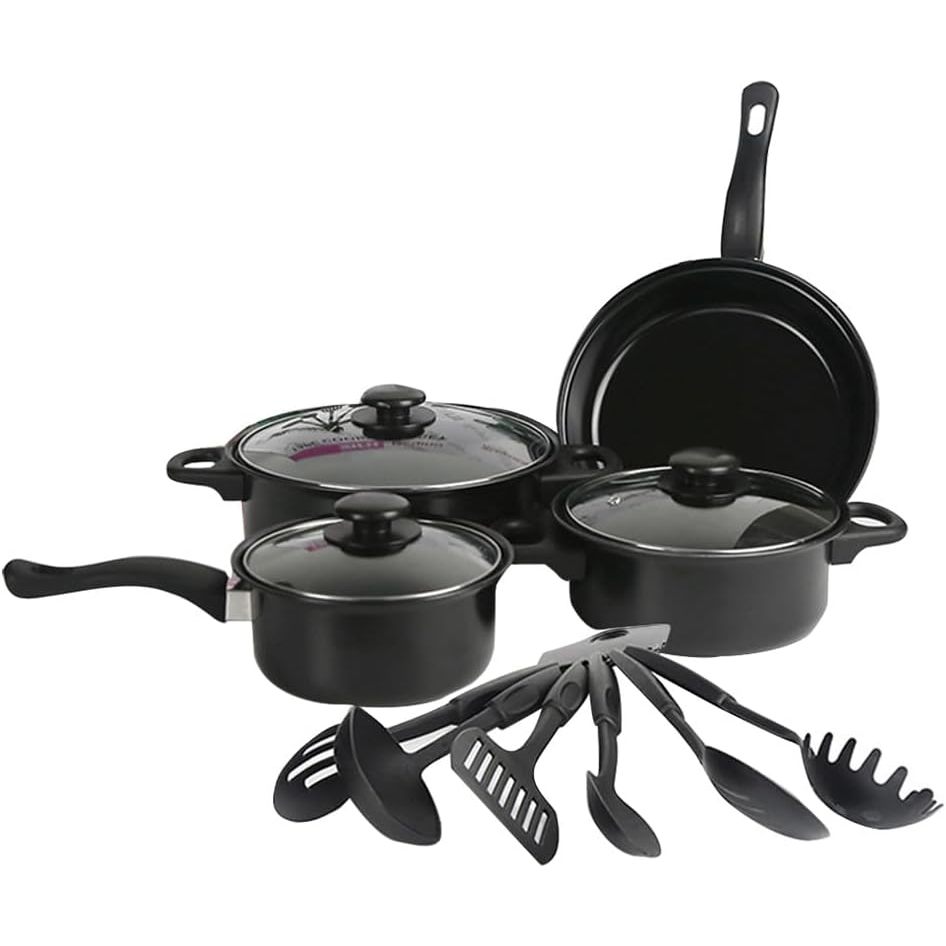 Kit Conjunto de Panelas 13 Pç Tampa Vidro Panela Antiaderente conjunto de utensílios de cozinha utensílios de cozinha