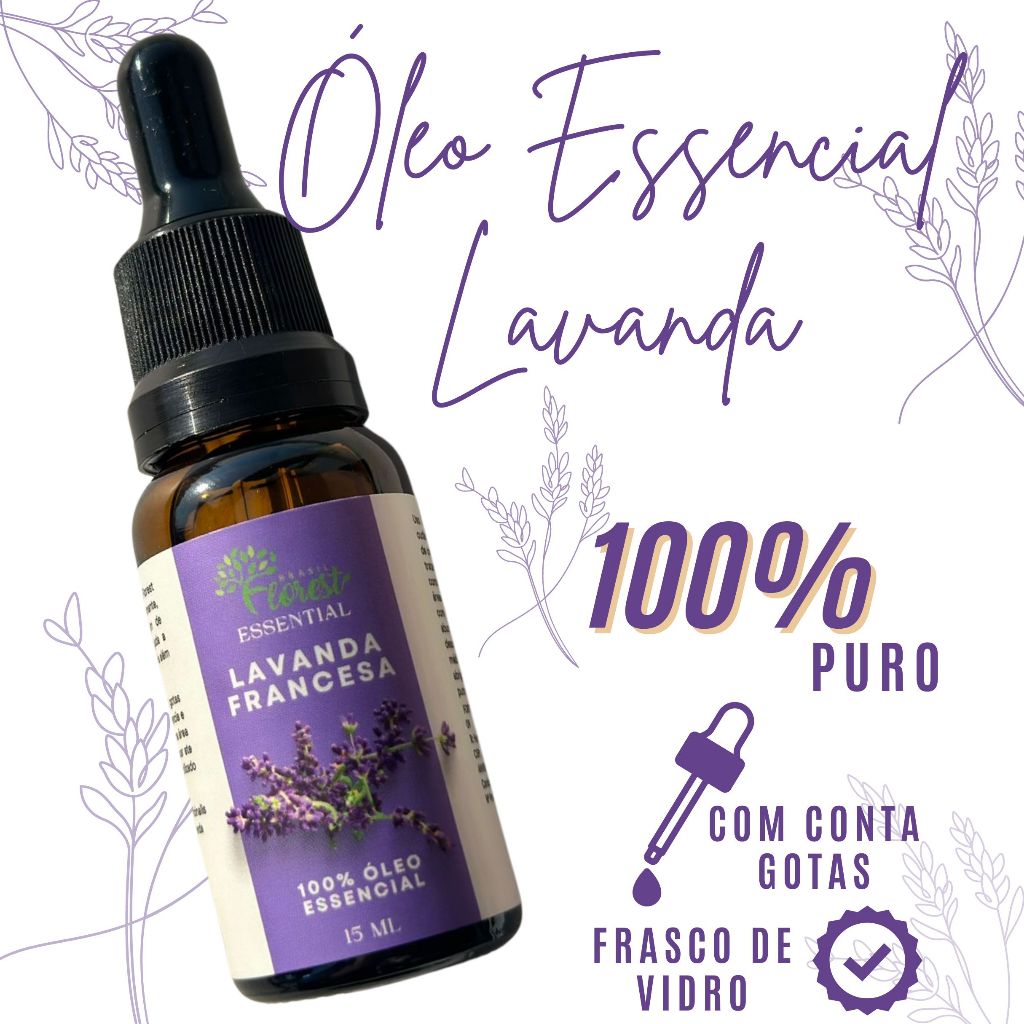 Óleo Essencial de Lavanda Francesa Kit 3 unidades Conta Gotas
