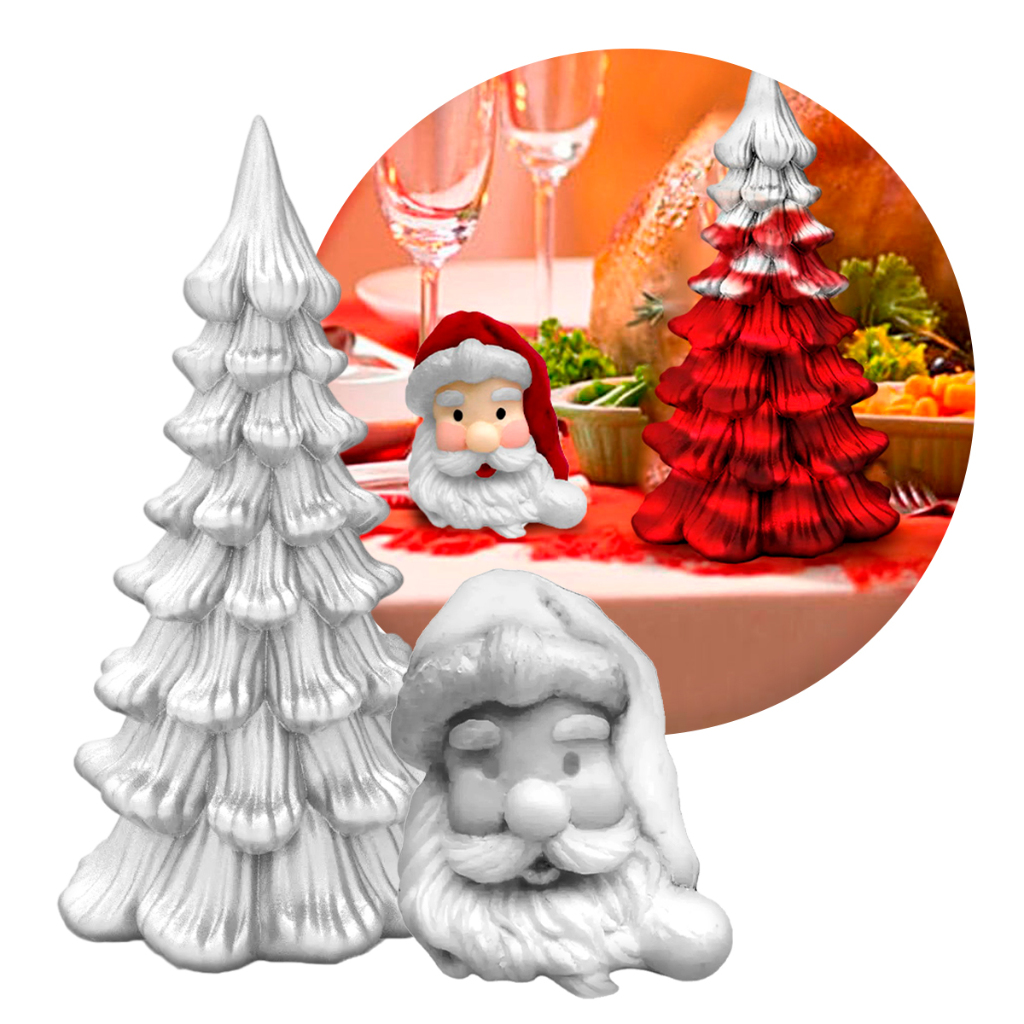 Árvore de Natal Pinheiro em Gesso DIY Peça Decorativa Decoração Natalina Natal Artesanato