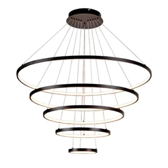 Lustre Led Luminária Pendente 5 Arcos Moderno Anéis Bivolt 160W Com Controle Brinovar