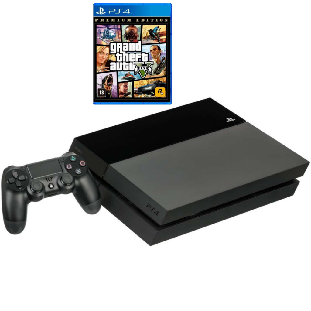 Video Game PS4 FAT + 1 ou 2 Controles + 1 Jogo - Seminovo - 500GB
