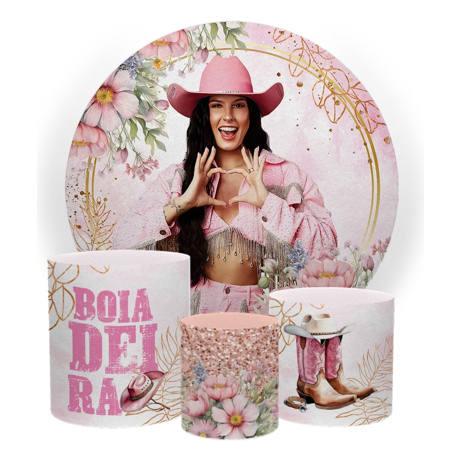 Painel Redondo E Capas De Cilindro Sublimados Ana Castela em Oferta na Shopee