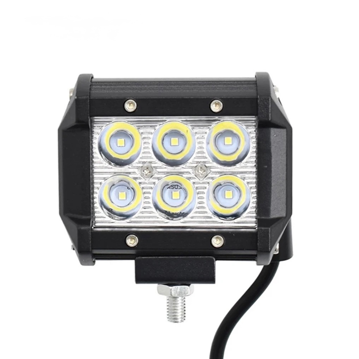 Farol Led Lampada Auxiliar Spot Quadrado 18W 6000K