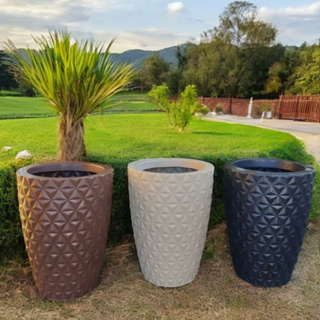 Vaso decorativo para plantas em polietileno redondo diamante luxo coluna P ou M em Oferta na Shopee