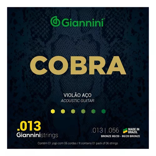 Encordoamento Violão Aço Giannini Cobra CA82M Bronze 013-056